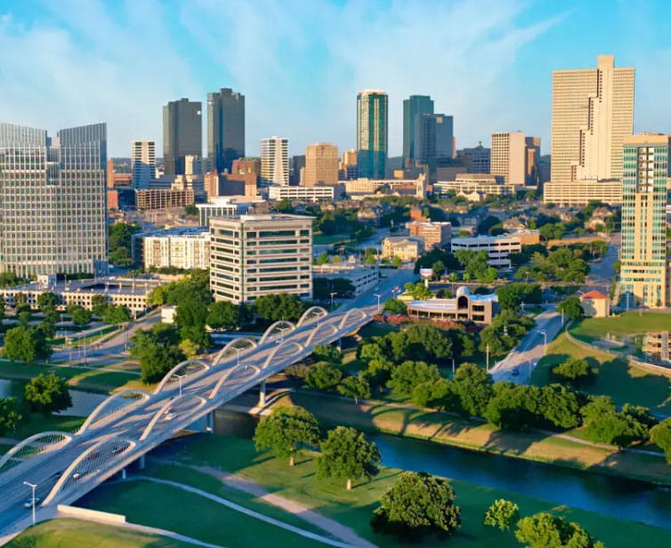 Wide shot of downtown Fort Worth